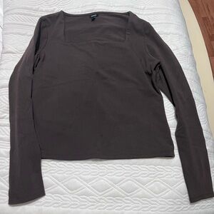 Express Dark Brown Long Sleeve Top